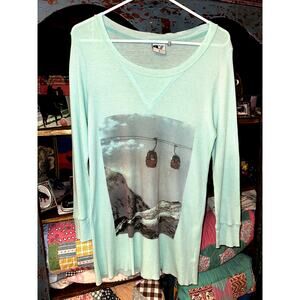 NWOT REBEL YELL THERMAL WAFFLE RETRO SKI GRAPHIC TEE TUNIC MINIDRESS